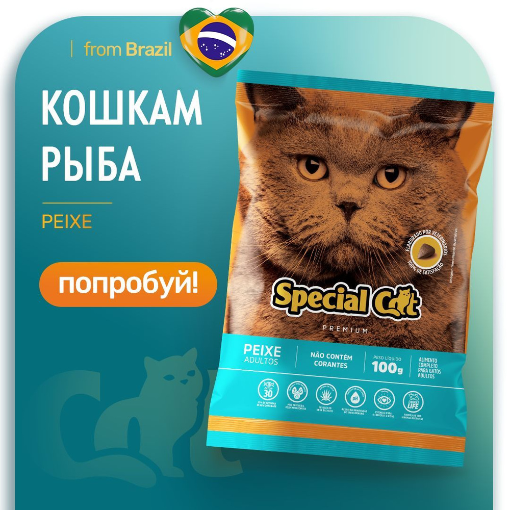 Сухой корм для кошек Special Cat Alimento Premium взрослых с лососем, Бразилия, 100 гр  #1