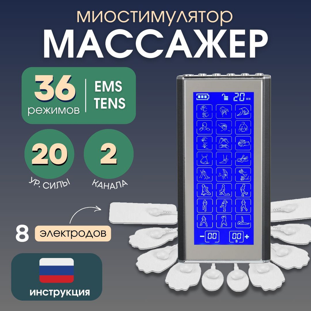 Массажер миостимулятор для тела пресса спины шеи ног 3в1 микротоки  #1