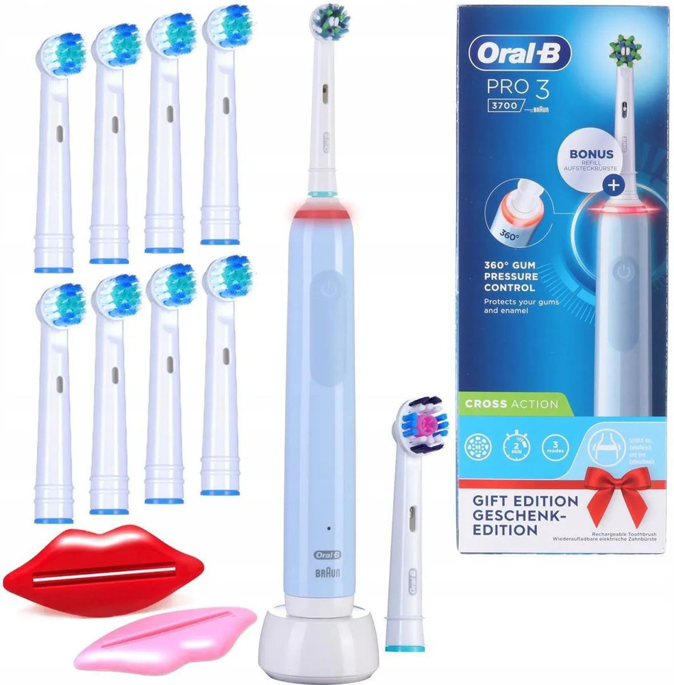 Электрическая зубная щетка Oral B Pro 3 3700 Cross Action с дополнительной насадкой 3D White  #1