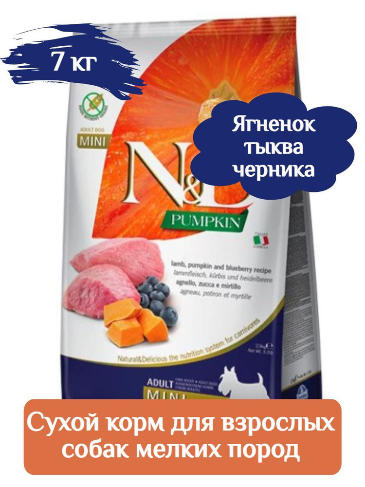 Корм сухой Farmina N&D Pumpkin для взрослых собак мелких пород, с ягненком, тыквой, черникой,7 кг  #1