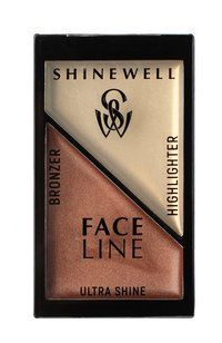 Палетка для макияжа лица Shinewell Face Line Ultra Shine Bronzer Highlighter #1