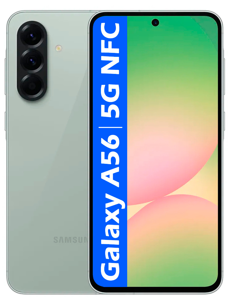 Samsung Смартфон РОСТЕСТ(ЕВРОТЕСТ) Galaxy A56 5G NFC 8/256 ГБ, Nano-SIM, зеленый #1