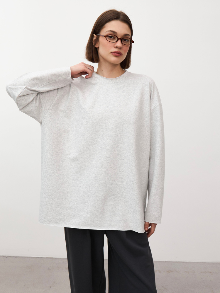 Лонгслив ТЕЛОДВИЖЕНИЯ женский оверсайз из плотной ткани #1
