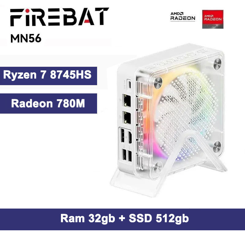 FIREBAT Мини-ПК (AMD Ryzen 7 8745HS, RAM 32 ГБ, SSD 512 ГБ, AMD Radeon ...