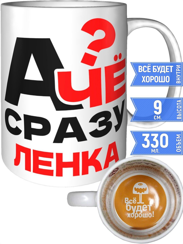 Кружка А чё сразу Ленка? - внутри всё будет хорошо #1