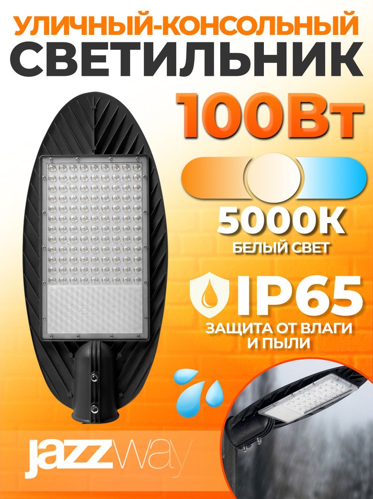 Светильник светодиодный уличный PSL 03 100w 5000K IP65 GR AC190-260V (2г.гар), Jazzway, 1 шт. #1