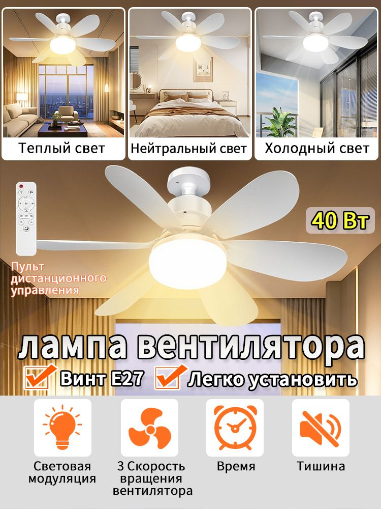 Потолочный вентилятор D-01-4W, белый #1