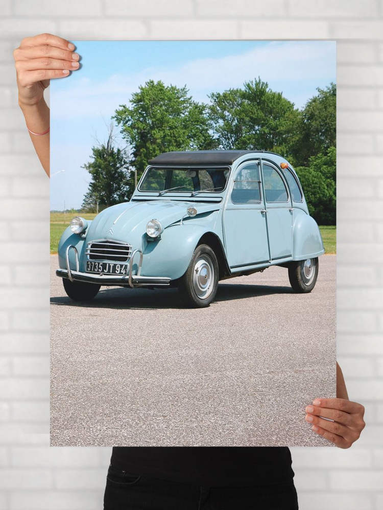 Плакат на стену для интерьера Легенды Авто (Ситроен 2CV - Citroen 2CV) - Постер по машине формата A1 #1