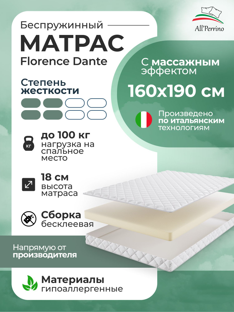 Матрас All'Perrino Florence Dante беспружинный 18 160х190 #1