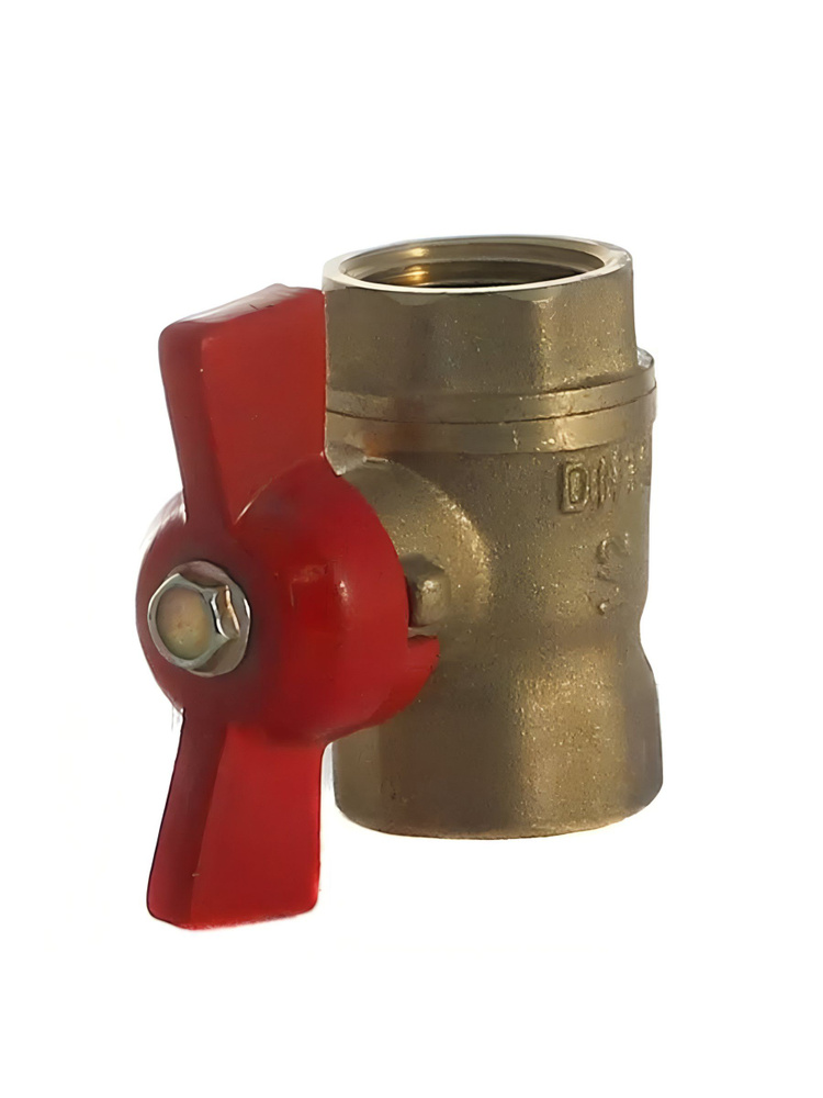 Кран шаровый БАЗ 1/2'' г-г ручка-бабочка латунный для воды #1