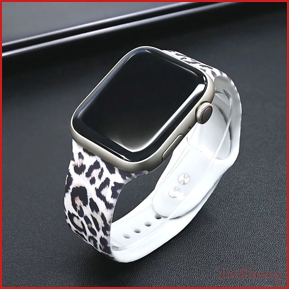 Силиконовый ремешок с леопардовым принтом для Apple Watch серии 10 9 8 7 6 5 4 SE 42 мм 41 мм 40 мм 38 #1