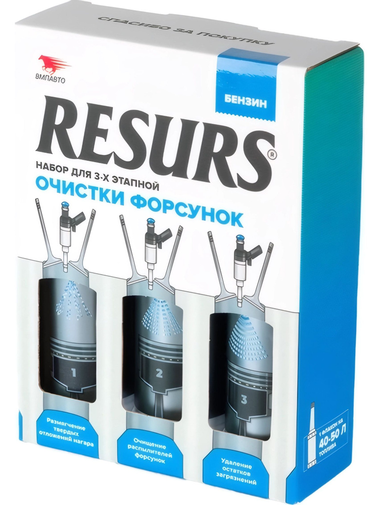 Набор для 3-х этапной очистки форсунок ВМПАВТО Resurs (бензиновый ДВС) 450 мл #1