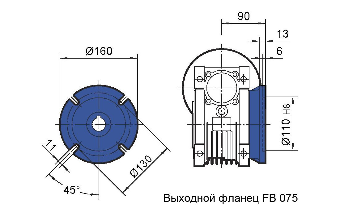 Фланец выходной FB редуктора NMRV 075