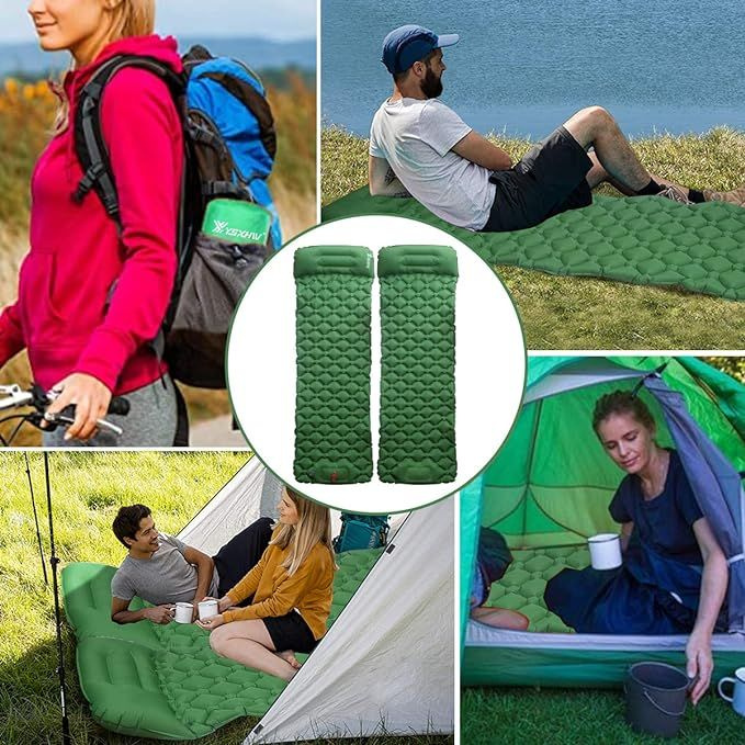 Матрас надувной туристический односпальный со встроенным насосом и с ...