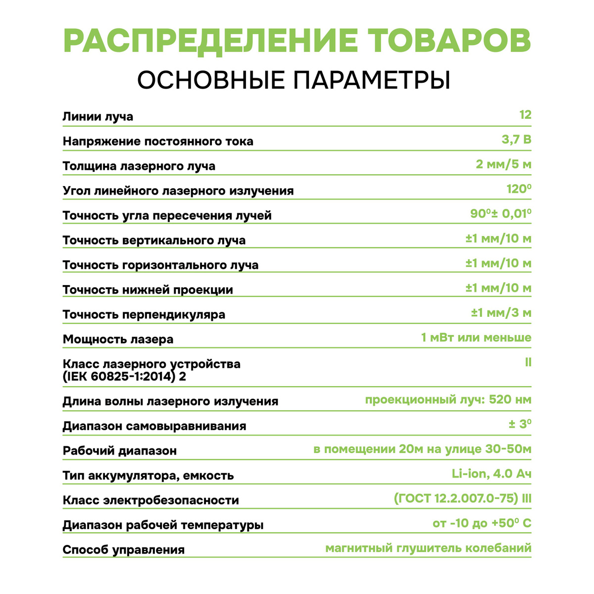 Купить Лазерный нивелир VNIISSOK V0030 VNL-5912G (12 лучей, зеленый луч ...