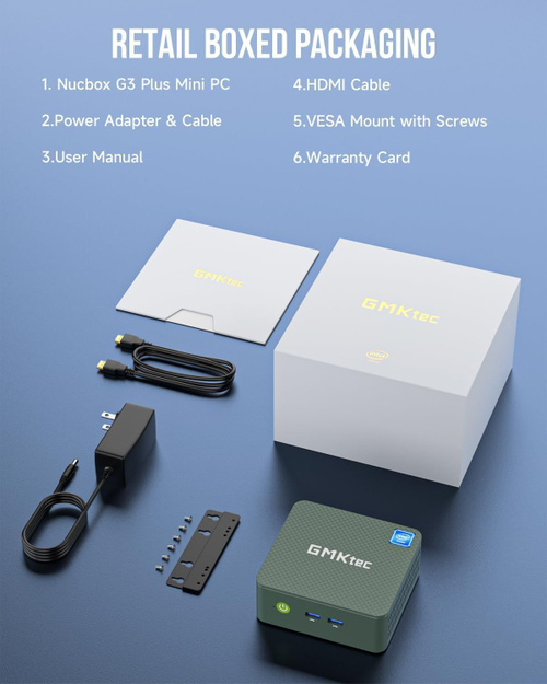 GMKtec Мини-ПК NucBox G3 Plus (обновленный N100) Двойной HDMI