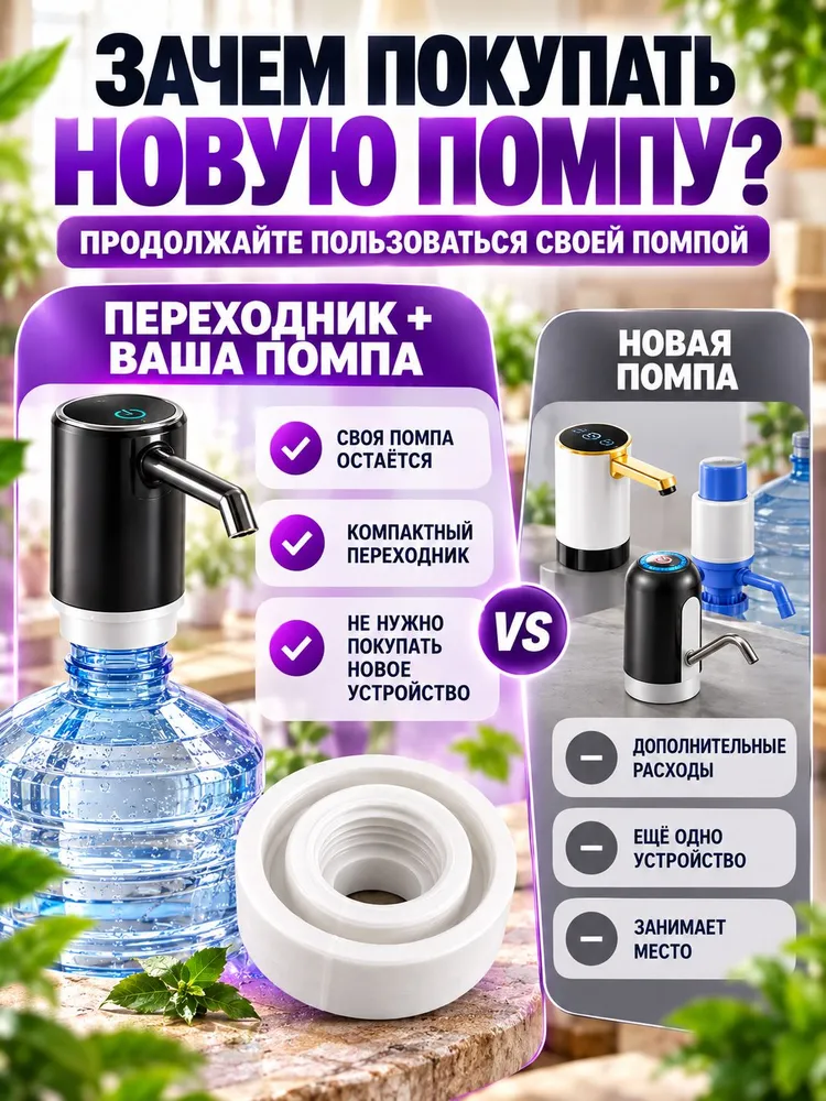 Переходник для помпы на бутыль 5л, 1.5л, 10л., 5 л, 1,5 л, фото 5