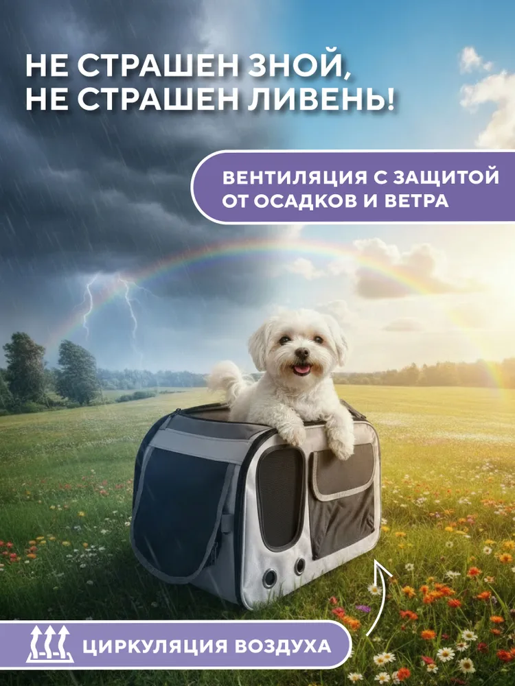 Conflate Переноска для кошек и для собак мелких пород с карманом, черный, черный, фото 4