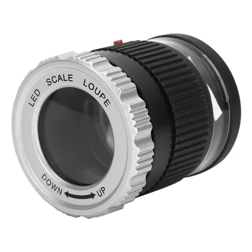 Лупа ювелирная 30X с LED и УФ лампой, оптическая, с цилиндрической шкалой для увеличения