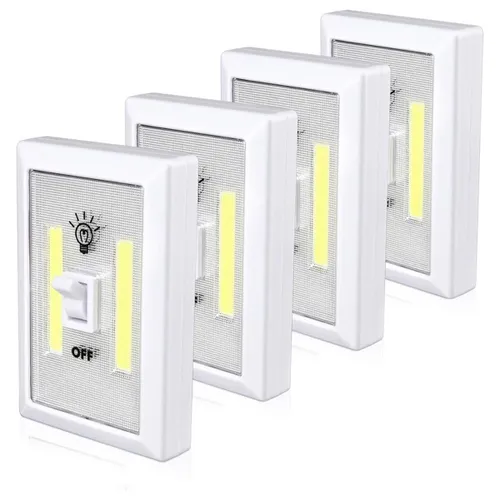 4 шт. светильник для шкафа, работающий от батареек, супер яркий выключатель, настенное крепление под