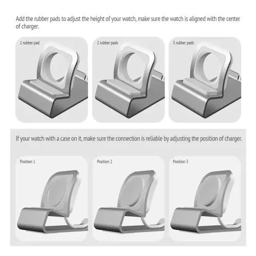Зарядная подставка для Apple Watch, док-станция, держатель для зарядки, серебристая металлическая по