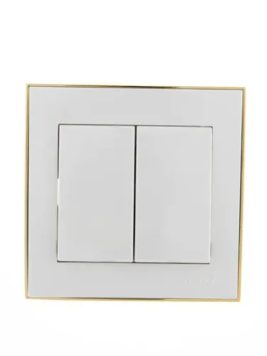 Выключатель 2-кл. белый СП Rain 10А IP20 с зол. боковой вставкой LEZARD - 1 шт