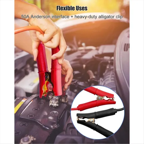 Разъем Anderson 50A с зажимом типа крокодил 10AWG, кабель 600 В, промышленный инструмент (красный и