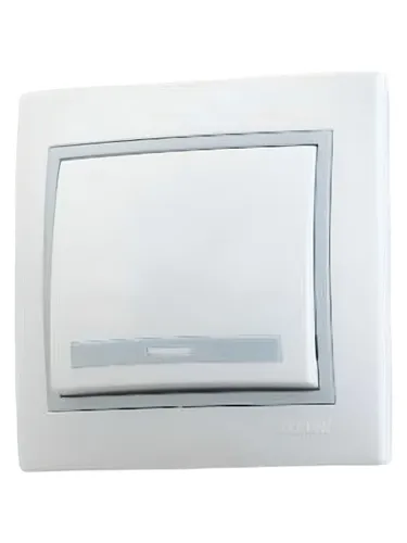 Lezard MIRA Выключатель белый с серой вставкой