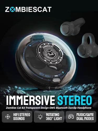 ZOMBIESCAT Наушники беспроводные с микрофоном, Bluetooth, черный