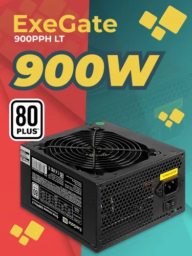 Блок питания для ПК ExeGate 80 PLUS 900 Вт, 80+, 20 + 4 pin, 4+4 pin x2 (EX292155RUS)