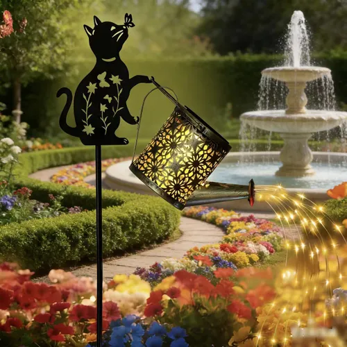 Солнечная декоративная лампа для сада в виде кошки