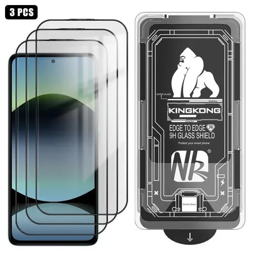 Для Redmi Note 14 5G 3 шт. легко устанавливаемая коробка без пыли 3D изогнутая кромка HD гальваничес