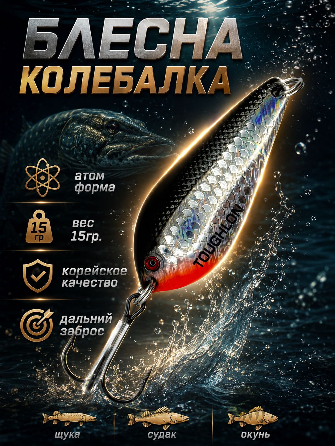 Блесна колебалка атом на щуку и судака
