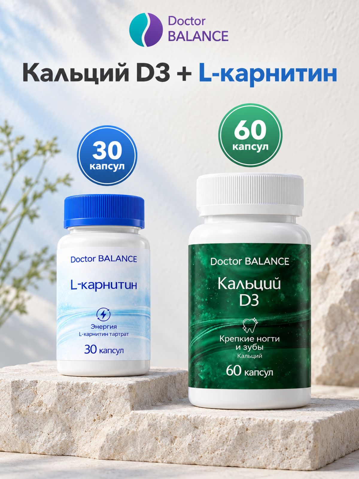 Набор Doctor Balance: Кальций с витамином D3 60 + L-карнитин 30