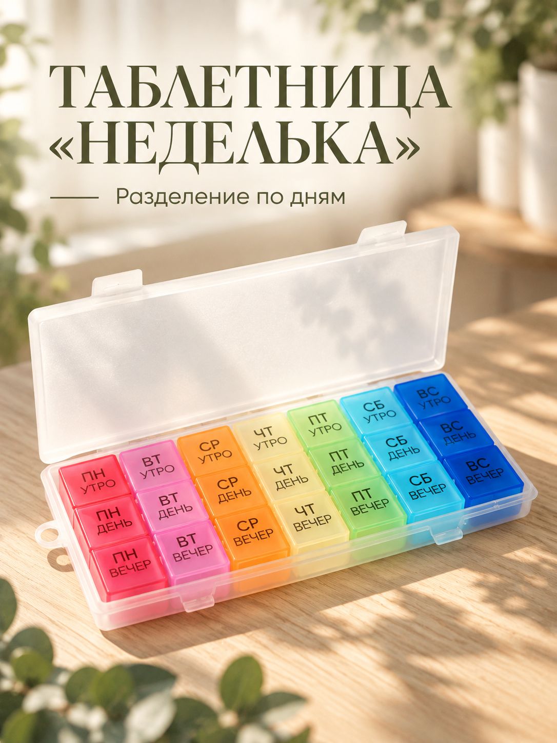 Таблетница на неделю, 3 приема 7 дней, органайзер для лекарств, контейнер для таблеток