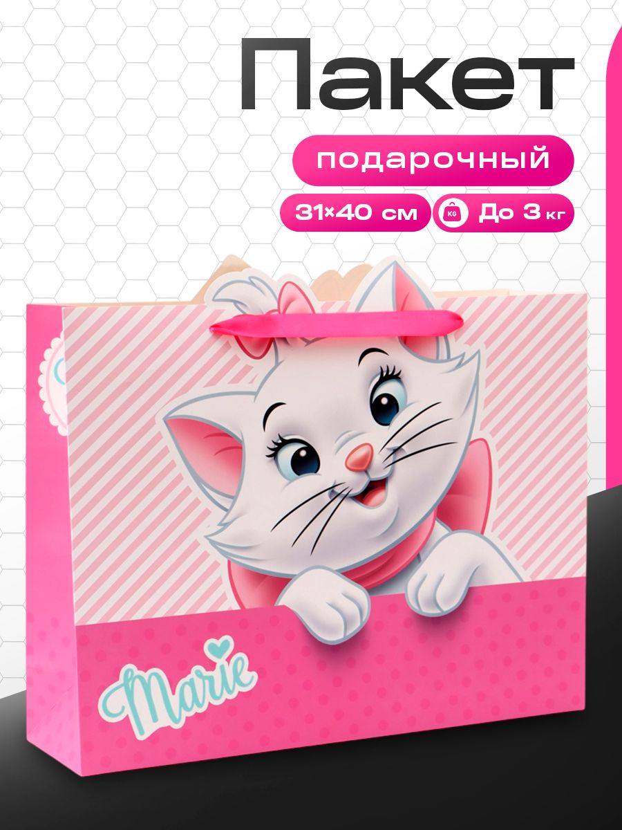 Пакет подарочный для девочки, Disney, "Кошечка Мари" размер 31 х 40 х 11 см