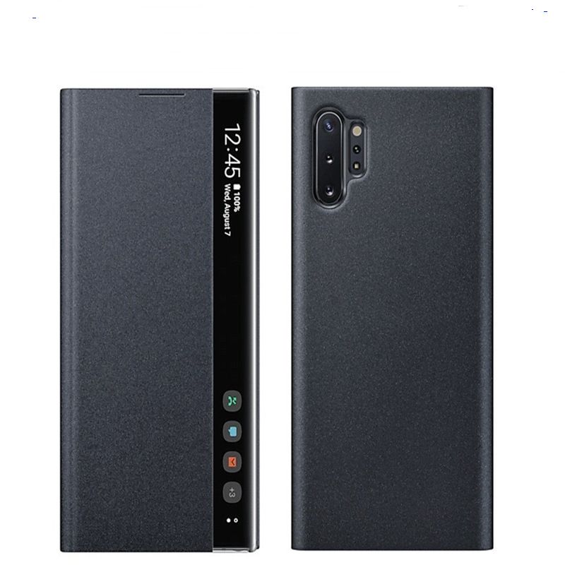 智能手机壳 用于 Samsung Galaxy Note 10+, 人造皮革, 黑色