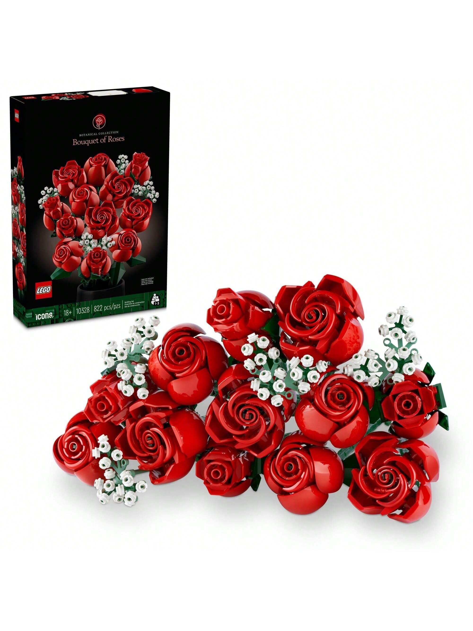 LEGOIcons10328Букетрозиискусственныецветыдлядомашнегодекора