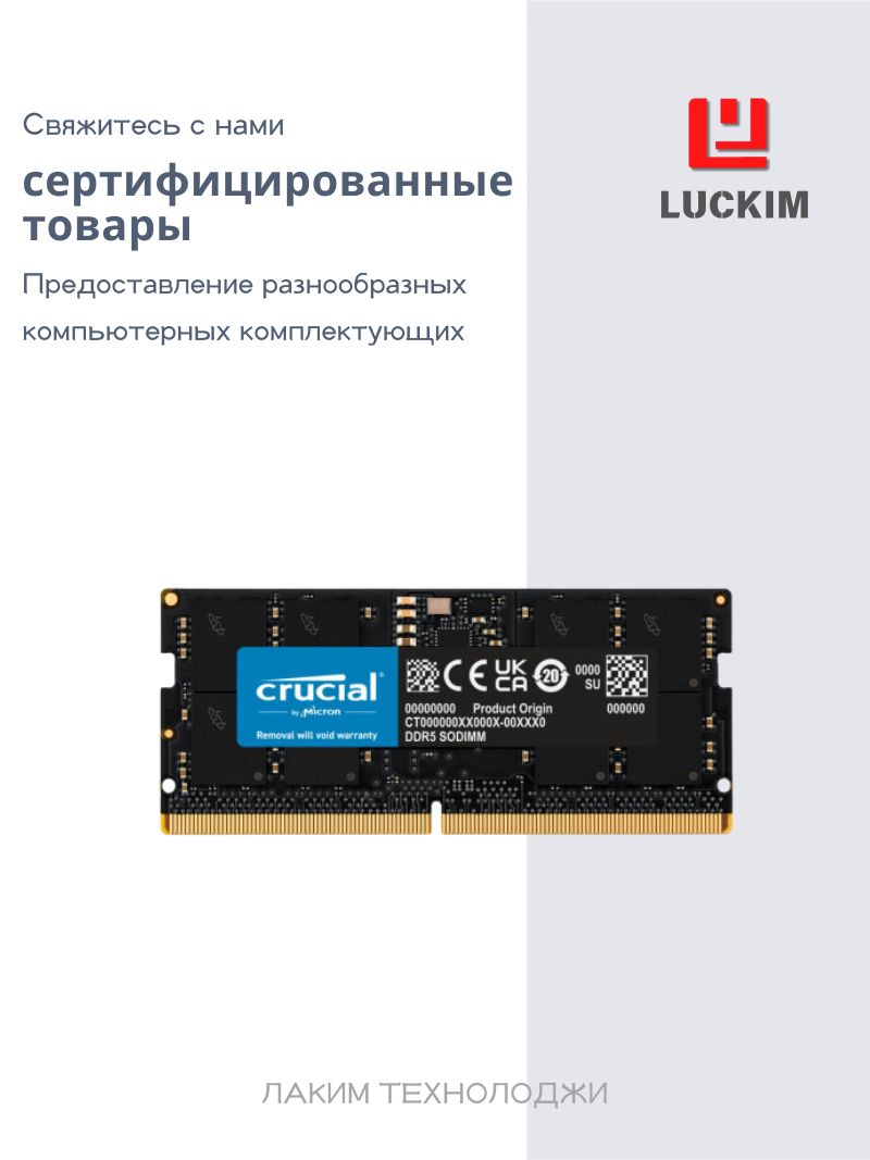 Модуль оперативной памяти Crucial 16 ГБ DDR5 PC44800 5600 MHz CL