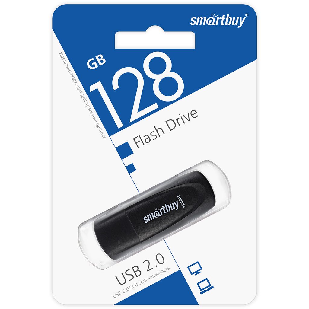 SmartBuyScout128ГБUSB-флеш-накопитель,USB2.0,USBType-A,SB128GB2SCK,черный