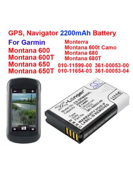 Aккумулятор3610005304применяемыйGarmin010115990001011654033610005300Montana600650680Alpha300i