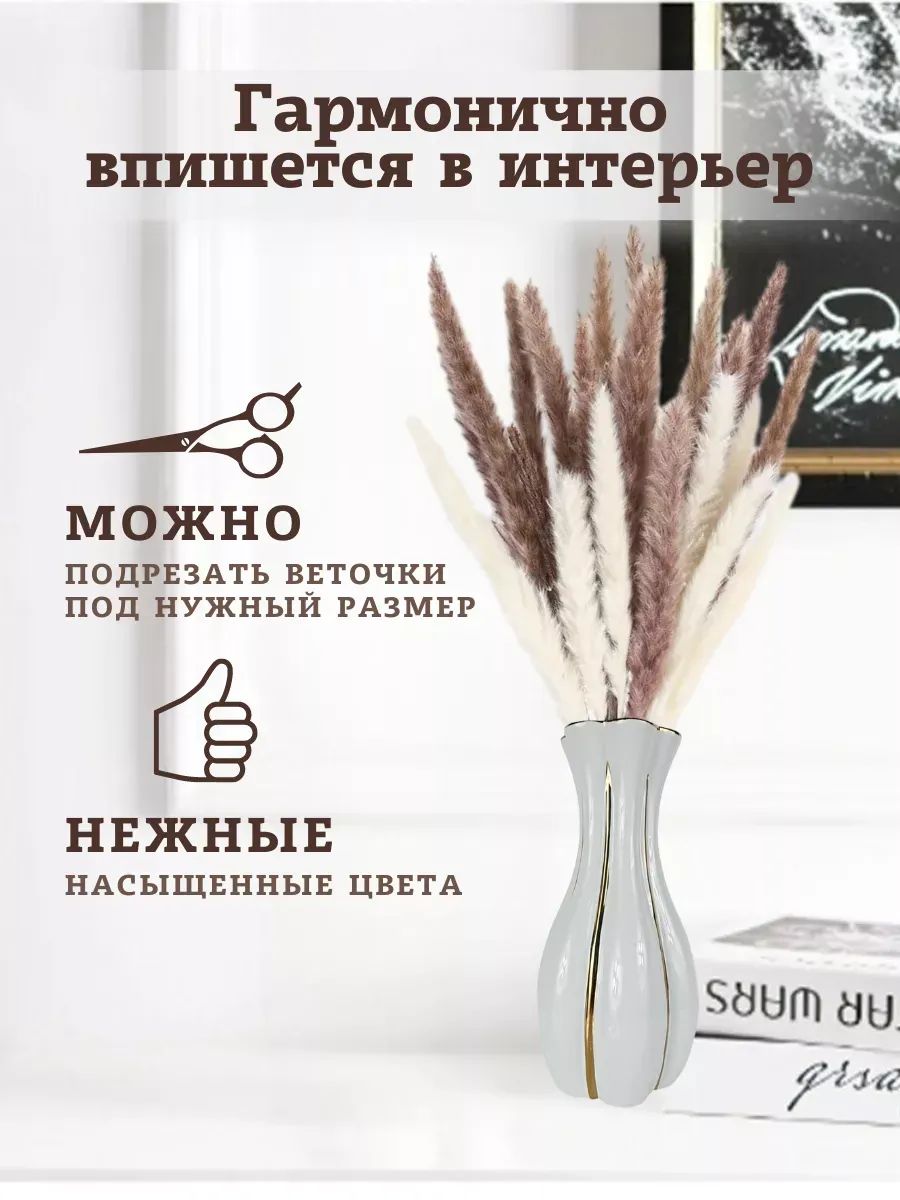Кортадерия 15 стебли 50-70cm 8 Коричневый+7 белый арт.SJ-6