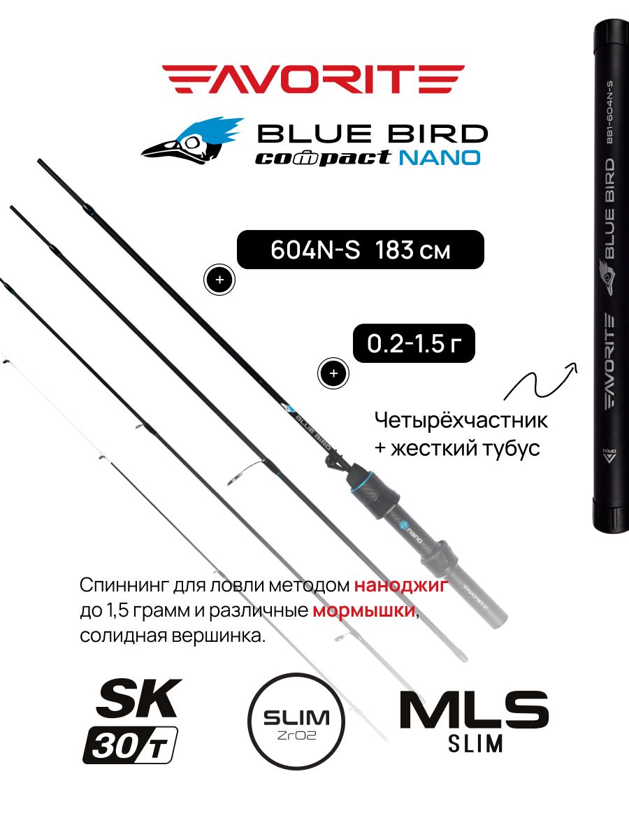 Canne Spinning Favorite Blue Bird Nano 1.83m, 0.2-1.5g, 2 Brins, Neuve 2025