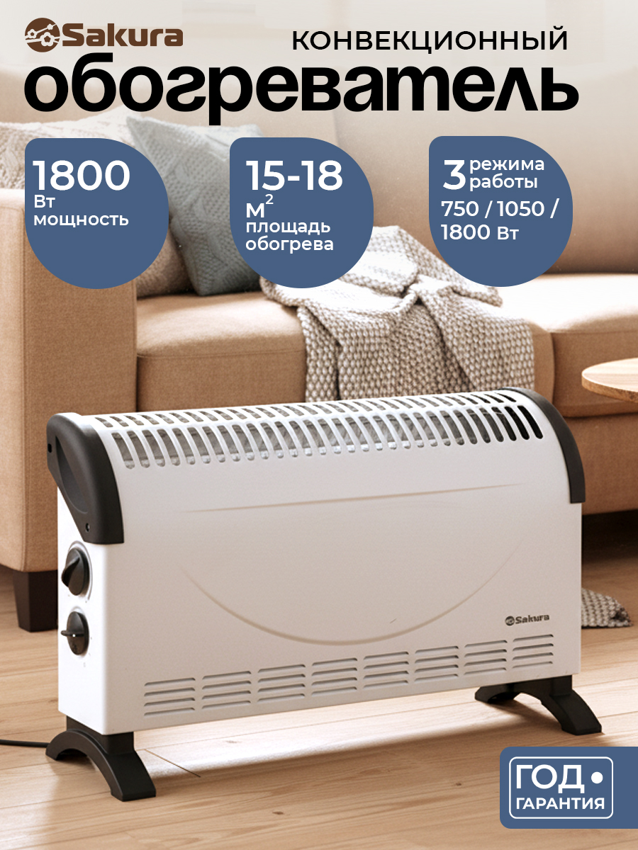 ОбогревательконвекторэлектрическийSakuraSA-0653W1800Вт
