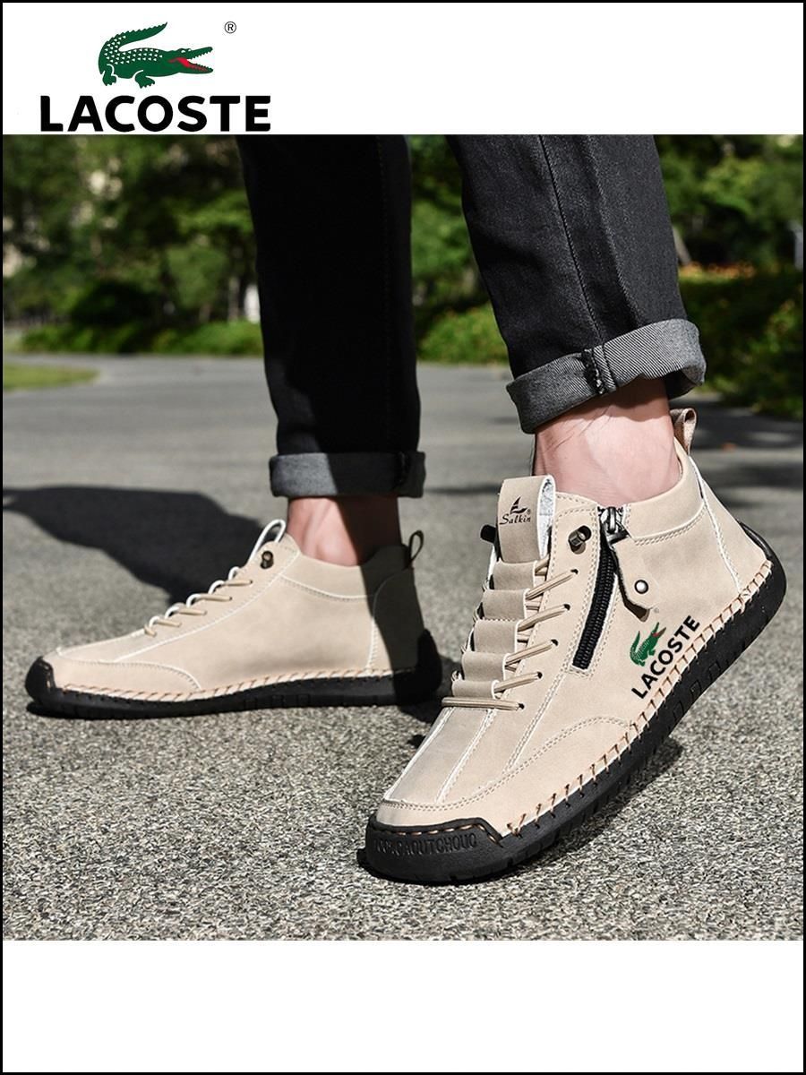 Сапоги резиновые Мужской Lacoste R (средняя) бежевый Китай Шнурки На ...