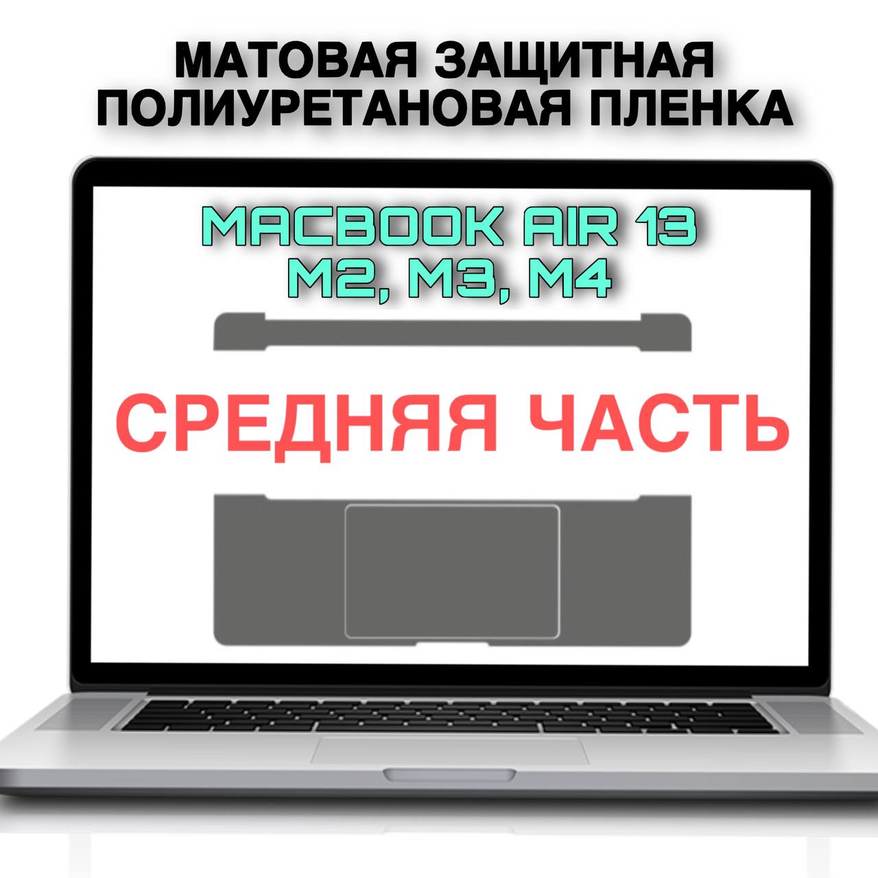 МатоваязащитнаяполиуретановаяпленканаMacBookAir13M2,M3,M4Средняячасть