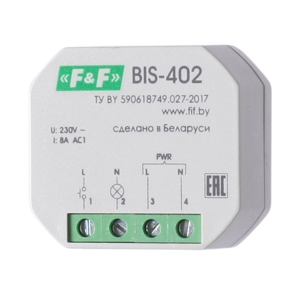 Реле импульсное (Бистабильное) BIS-402, Евроавтоматика F&F /Для установки в монтажную коробку d 60мм