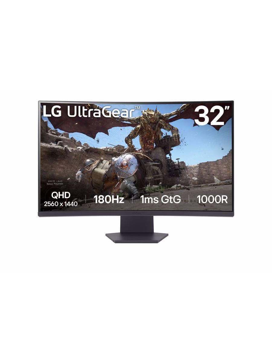 LG32"МониторUltraGear32GS60QC-B,VA,2560x14402K,180Гц,Изогнутыйэкран,черный