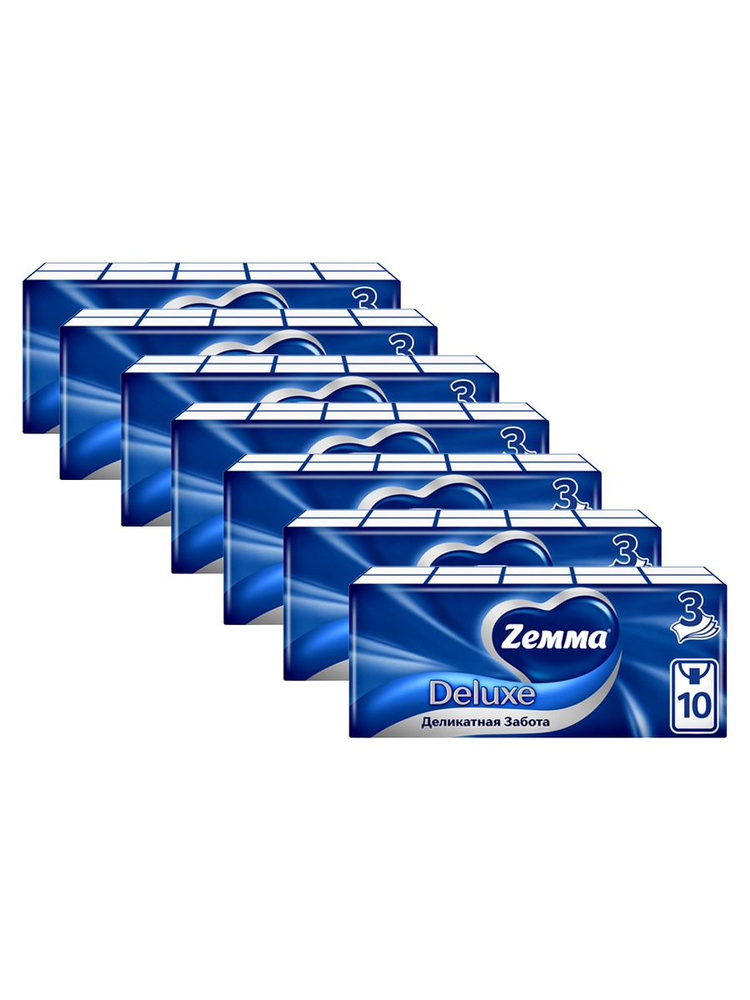 Платочки бумажные носовые Zewa/Zemma Deluxe, 3 слоя, 7 пачек #1