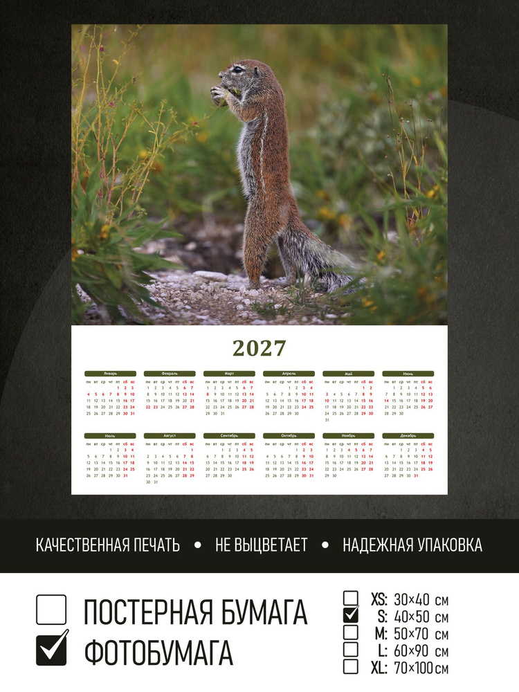 Календарь 2027 Суслик, фотобумага 40х50 см ПолиЦентр #1